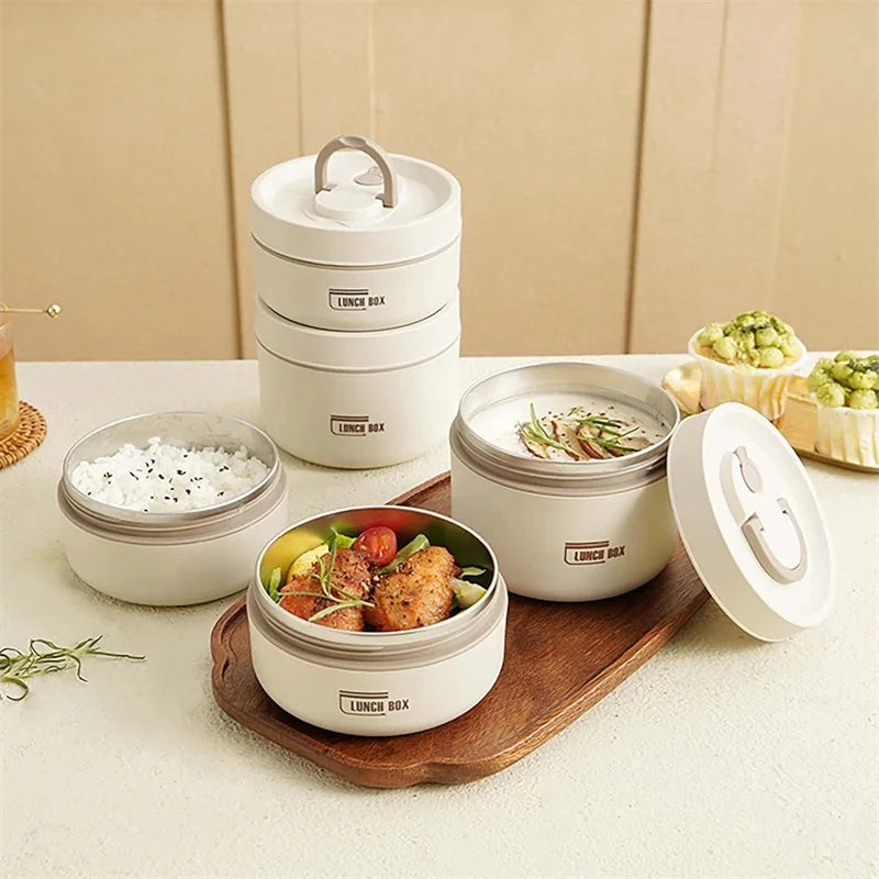 (30% DE DESCUENTO) Set de 2 Fiambreras Térmicas de Acero Inoxidable 304 – Incluye Bolsa Térmica y Set de Cubiertos